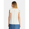 thumbnail image 4 of Time and Tru Women's Pintuck Sweetheart Top with Flutter Sleeves, Sizes XS-XXXL, 4 of 6