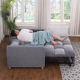 thumbnail image 4 of 3 in 1 Convertible Pull Out Sofa Bed, Teddy Sleeper Sofa Couch with Adjustable Backrest, Loveseat with Pull Out Bed for Living Room, Grey, 4 of 6
