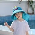 thumbnail image 2 of WUXIAN Boys Girls Sun Hats Uv Protection Summer Hat Beach Play Hats Wide Brim Neck Flap Mesh And Adjustable Chin Strap Safari Hat,Light Blue,One Size, 2 of 5