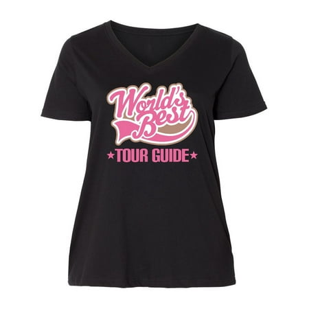 Worlds Best Tour Guide Ladies Curvy V-Neck Tee