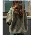 thumbnail image 2 of Women's Fall Cute Floral Faux Fur Pullover Fleece Sweatshirt Casual Half Zip Winter Sherpa Jacket, 2 of 4