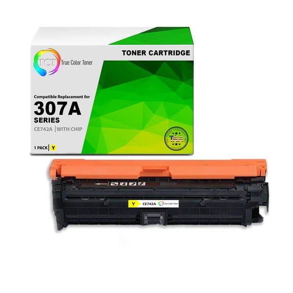 TCT 307A Yellow Toner Cartridge - TAA Compliant Compatible Replacement for HP 307A CE742A