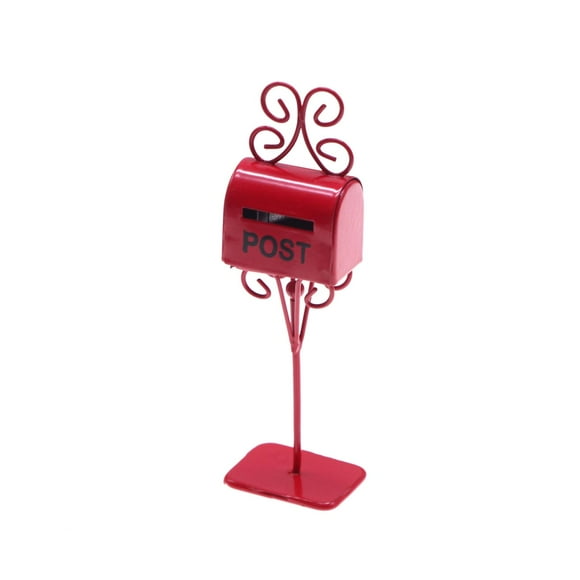 Buzón de casa de muñecas en miniatura para juego de simulación, arte de hierro, decoración de casa de muñecas en miniatura Rojo