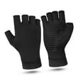 thumbnail image 2 of Guantes de compresión de cobre para artritis, antideslizantes, sin dedos, con infusión de cobre, para hombres y mujeres, color negro, talla S, 2 of 12