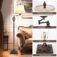 thumbnail image 3 of Traditional LED Floor Lamp with 350° Adjustable Swing Arm Lamp – Vintage Standing Pole lamp for Living Room, Bedroom and Office – Rustic Upright Floor Light for Home Décor with Faux Silk Fabric Shade, 3 of 7