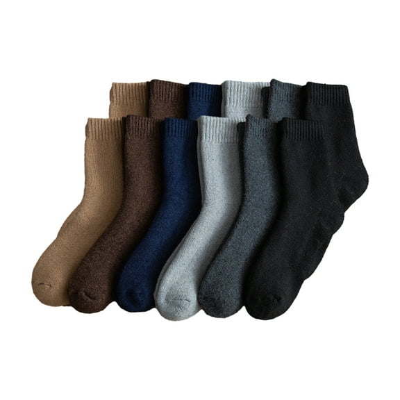 Mens Thick Wool Socks Thermal Warm Winter Crew Socks 6 Pairs