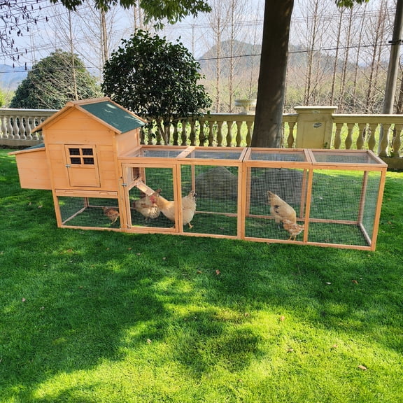 Outdoor 120'' Wooden Chicken Coop Hen House Rabbit Poultry Pet Hutch