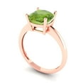 thumbnail image 2 of Clara Pucci 14K Rose Gold Solid Gold Peridot Solitaire Anniversary Ring for Women - 2.5 cttw Cushion Cut, 2 of 7