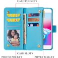 thumbnail image 2 of Wallet Case for iPhone 7 Plus iPhone 8 Plus, Premium Vintage PU Leather Magnetic Closure Geometric Handbag Zipper Pocket Case Kickstand Card Holder Slots Shockproof Flip Case - Marble Blue, 2 of 16