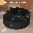 thumbnail image 5 of Toject 58" Oversized Round Chaise Lounge Sofa, Modern Deep Seat Sleeper Loveseat with 3 Pillow, No Assembly Required, Sofa Bed for Living Room, Bedroom, Black, 5 of 7