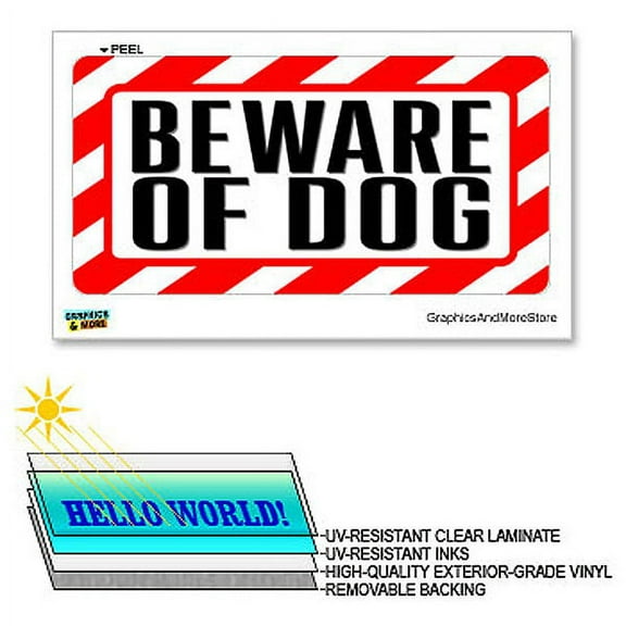 Beware of Dog - 12 in x 6 in - Laminated Sign Alert Warning Sticker