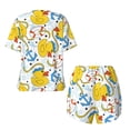 thumbnail image 6 of "Wukai Ducks and Anchors Women's Pajama Set - Short-Sleeve Top and Shorts with Elastic Waistband and Pockets for Loungewear, Yoga, and Casual Wear-Medium, 6 of 8