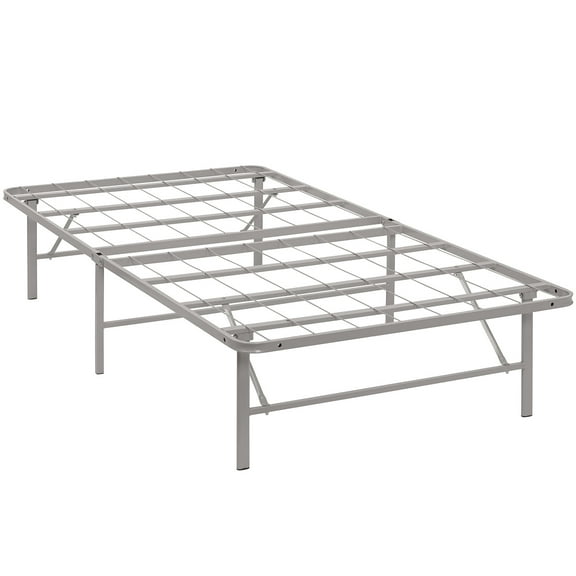 Modern Contemporary Urban Design Bedroom Twin Size Platform Bed Frame, Grey Gray, Metal Steel
