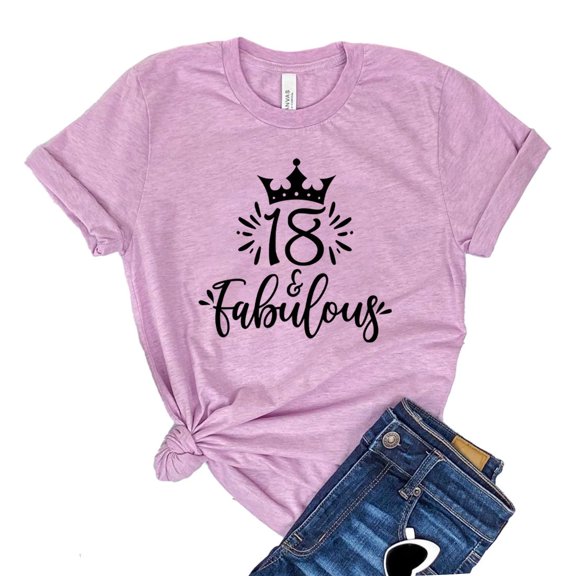 18 & Fabulous T-shirt Birthday Shirts 2003 Born Tee Eighteenth B'day Gift Women's Party Tshirt Celebration Shirt