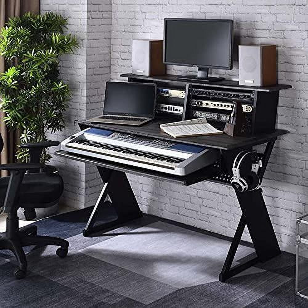 ACME Annette Wooden Music Desk with Shelves in Black Finish