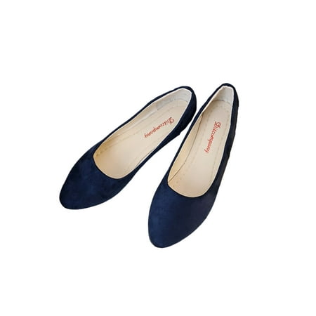 

Frontwalk Womens Casual Shoe Pointed Toe Flats Slip On Ballet Flat Walking Lightweight Shoes Ladies Comfort Blue 7.5
