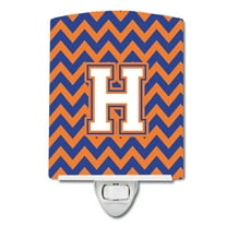 Caroline's Treasures CJ1060-HCNL Letter H Chevron Blue and Orange #3 Ceramic Night Light, 6x4x3", multicolor