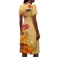 thumbnail image 6 of Minjewel Ladies Floral Casual Fashionable Short Sleeve V-Neck Dress for Spring Summer Women's Daily Casual Wear,Saffron,S, 6 of 6