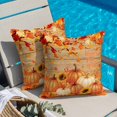 thumbnail image 2 of Throw Pillow Covers, Orange Pumpkins Fall 16x16 Pillow Covers for Couch/Sofa/Bed, Thanksgiving Branches Maple Vintage Wood Decorative Square Linen Cushion Pillowcase for Home Decor, 2 of 9