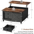 thumbnail image 2 of Flycity Square Lift Top Coffee Table with 2 Drawers, 31.5" Farmhouse Lift up Coffee Table with Hidden Storage Compartment, Wood Center Table for Living Room, Black, 2 of 9