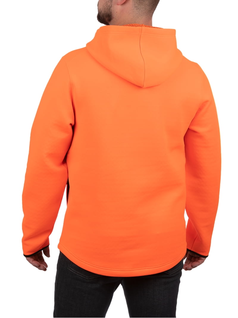 Mossy Oak Blaze Orange Mens Hunting Pullover Hoodie with Neck