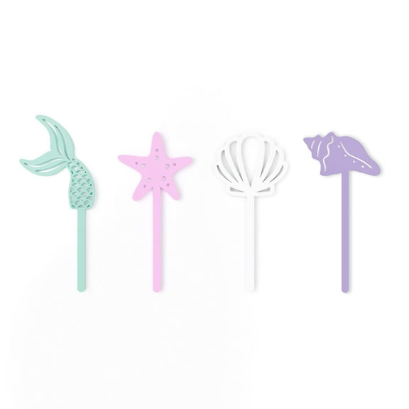 Mermaid Acrylic Cupcake Toppers, Set of 12
