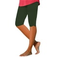 thumbnail image 2 of Women's Leggings Capri Leggings For Women Knee Length Capri Leggings Summer Cropped Pants Casual Solid Comfy Capris,Green Women's Legging XXXL, 2 of 5