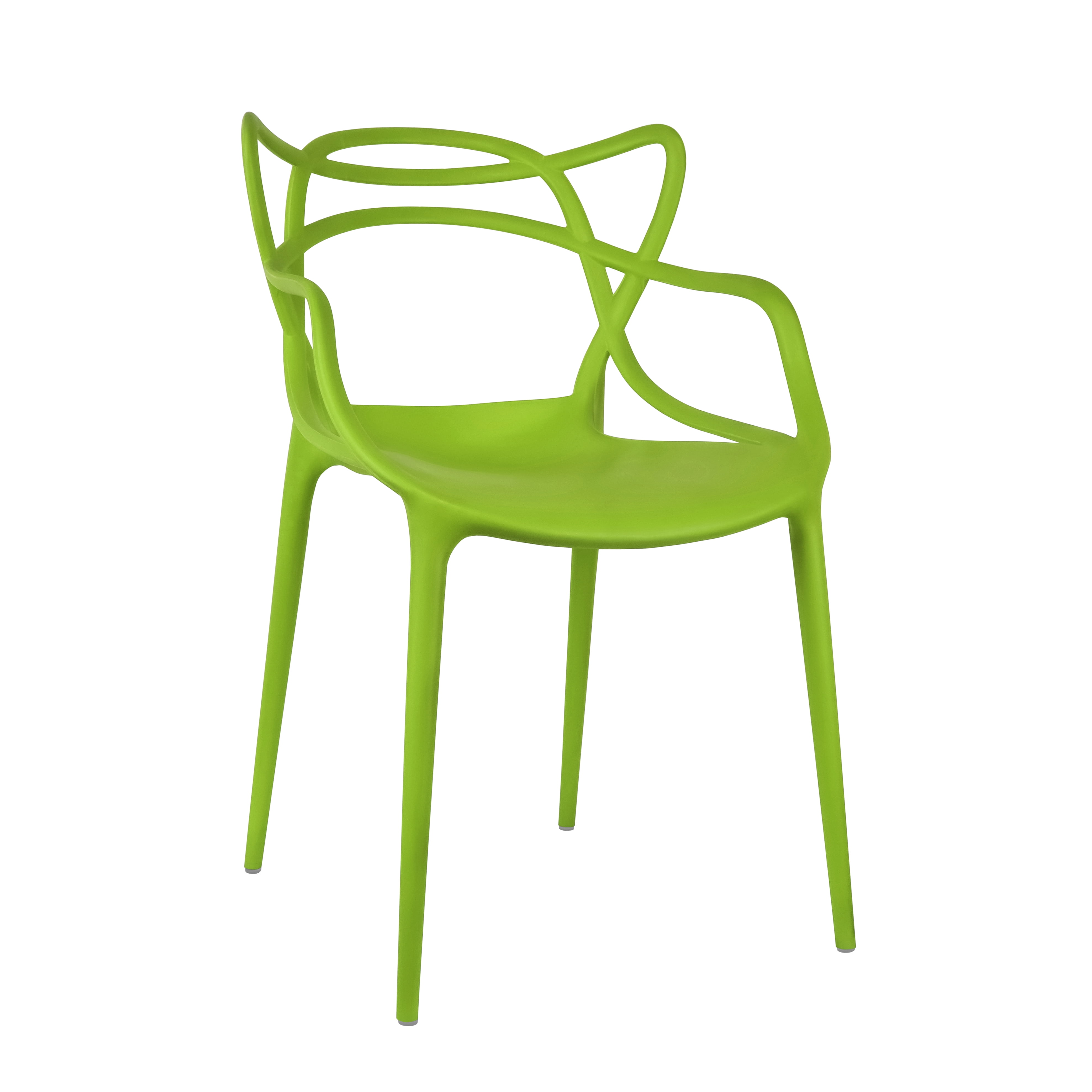 2xhome Set of 2 Modern Contemporary Designer Dining Chairs Molded Plastic Indoor Outdoor Patio Elbow Chairs, Green