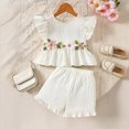 thumbnail image 2 of TOWED22 Toddler Infant Adorable Summer Clothes 2 Piece Tank Top Sleeveless Tee and Shorts Sweet Sets Lovely(White,3-4 Y), 2 of 7