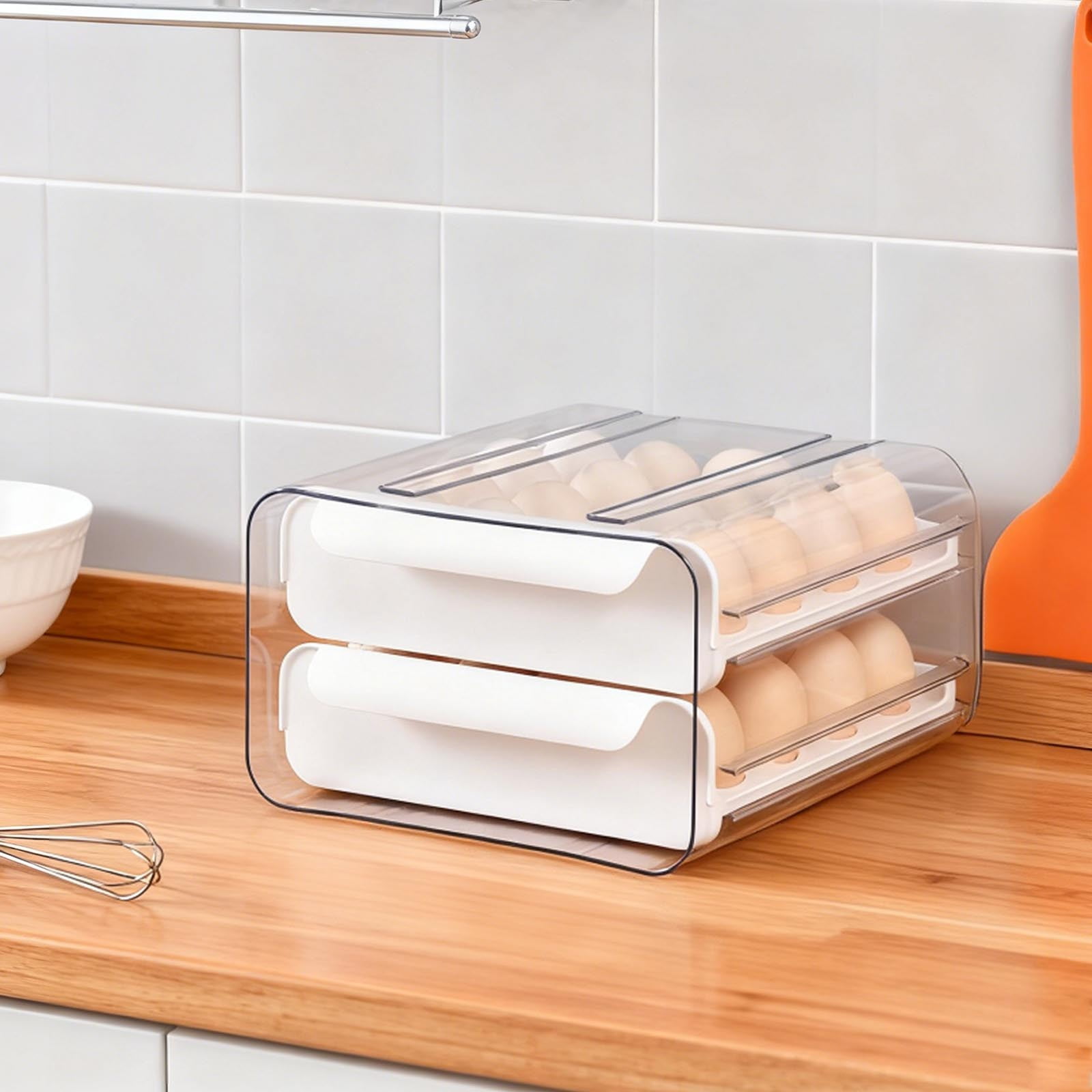 Egg Storage Container For Refrigerator 24 Capacity Kitchen Organizer With Secure Lid And Easy Carry Handle For Freshness And Space Saving Design