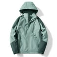 thumbnail image 2 of jtjvou Color Block Rain Jacket for Women Zip up Hooded Hiking Jacket Waterproof Lightweight Windbreaker Jacket with Hood Ski Camping Soft Shell Jacket with Pockets Green M, 2 of 3