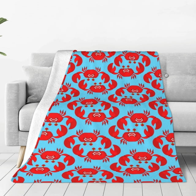 Balery Cartoon Crabs Manta de Felpa Suave y Acogedora – Cobija de Franela Aterciopelada para Cama, Lavable y Cálida para Sofá, Mascotas, Transpirable-80"x60"