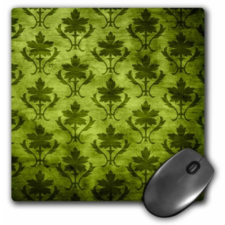 3dRose Vintage Wallpaper Pattern Green, Mouse Pad, 8 by 8