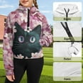 thumbnail image 3 of Uourmeti Cherry Blossom Cat Hiking School Sweatshirt with Pocket College Sweatshirts Sports Sweatshirts Basketball Sweatshirt Size 7-8 Black, 3 of 7