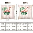 thumbnail image 5 of Pink Flamingo Outdoor Pillow Covers 20x20 Set of 2 Tropical Green Leaves Abstract Arch Pink White Striped Decorative Pillow Cases Spring Summer Farmhouse Decor for Home Couch Sofa, 5 of 6