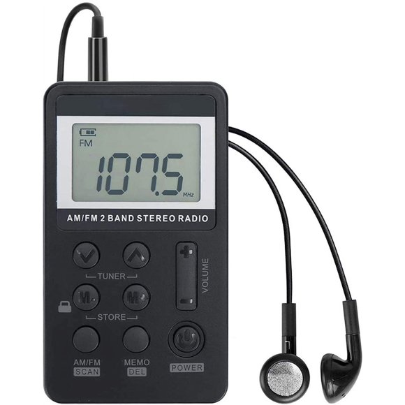 Personal AM/FM Pocket Radio Portable VR-robot, Mini Digital Tuning Walkman Radio, with Rechargeable Battery, Earphone, Lock Screen for Walk/Jogging/Gym/Camping