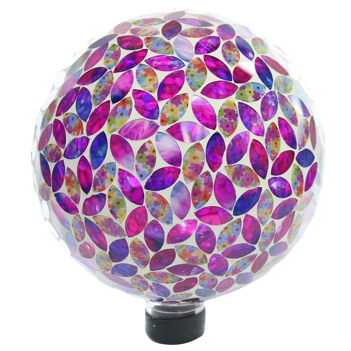 Alpine GRS934 10'' Pearlized Pink Petals Mosaic Gazing Globe