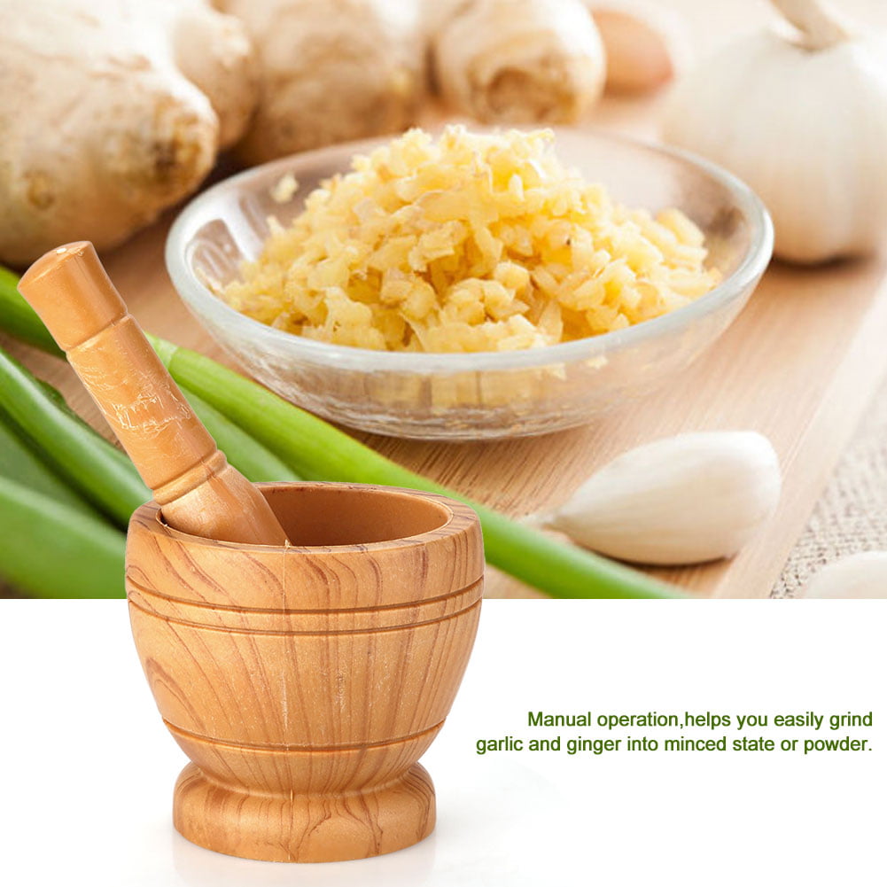 Mortar Pestle Set Kitchen Hand Manual Wood Garlic Ginger Spices Mortar Pestle Set Grinding Bowl Grinder 