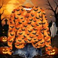 thumbnail image 5 of SETOOFF Womens Loose Fit Long Sleeve Shirts, Crew Neck Halloween Pumpkin Bat Spider Print Pullover Sweatshirt Lightweight Tunic Tops Holiday Party Apparel for Dressy Casual Dailywear Fashion, 5 of 6