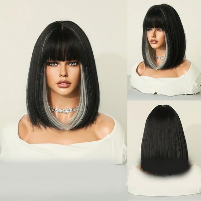 Ventes de Liquidation Naittoop Perruques Perruque Cheveux Synthétiques Naturels Perruque Mode avec Frange Fibre Résistante à la Chaleur Ombres Perruque Blonde pour Femmes Quotidien Fête Peluches pour Quotidien Fête