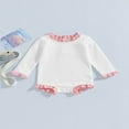 thumbnail image 2 of OUSITAID Newborn Baby Girl Romper Long Sleeve Ruffle Collar Jumpsuit Waffle Bodysuit Fall Clothes, 2 of 7