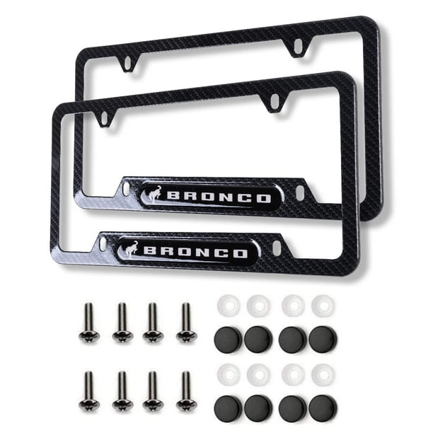 Carbon Fiber Bronco License Plate Tag Frame Cover HolderStainless Steel