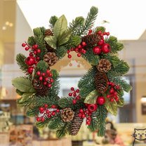 laqbezok Christmas Door Swag for Front Door, Merry Christmas Festive Holiday Door Swag Decoration, Perfect Wreath for Front Door Wall Decor Christmas Home Decor