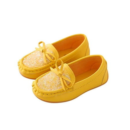 KidUtowu Kids Toddler Girls Slip On Leather Crystal Flat Boat Loafers Shoes Soft