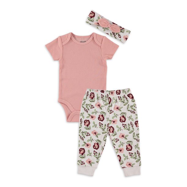 Infant Pink Bow 3pc Jogger Set