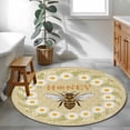 thumbnail image 3 of Round Area Rug 4 Ft, Bees Washable Non-Slip Circle Carpet for Living Room/Bedroom, Daisy Flowers Spring Summer Honey Floral Leaf Plant Low-Profile Crawling Mats Collection Rugs for Indoor, 3 of 8