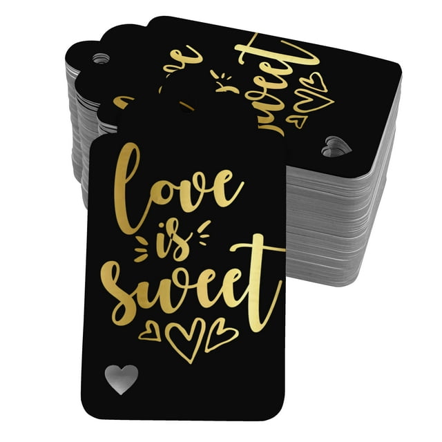 Inkdotpot 100 Pack Love Is Sweet Wedding Favor Paper Tags Craft Real Gold Foil Hang Tag