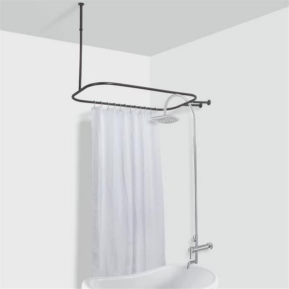 Hoop Shower Rod for Clawfoot Tub  Bronze