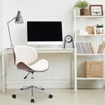 thumbnail image 2 of BELLEZE Mid-Century Walnut Bent Plywood and White Finish Adjustable Swivel Accent Desk Chair, 2 of 7