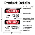 thumbnail image 2 of (2 Pack) Do Not Touch Hot Bilingual OSHA Danger Sign 5 Inch X 3.5 Inch Vinyl Label Decal Sticker Weather Resistant, UV Protected for Workplace, Business, and Construction Site, Made in, 2 of 7